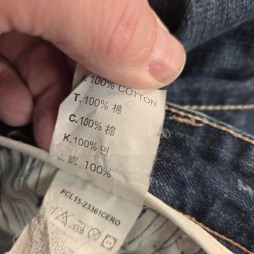 Levi's Jeans Mens Blue Denim Selvedge‎ Straight Leg Two Horse Fits 30x34 Altered